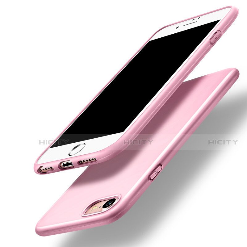 Apple iPhone SE (2020)用シリコンケース ソフトタッチラバー アップル ピンク