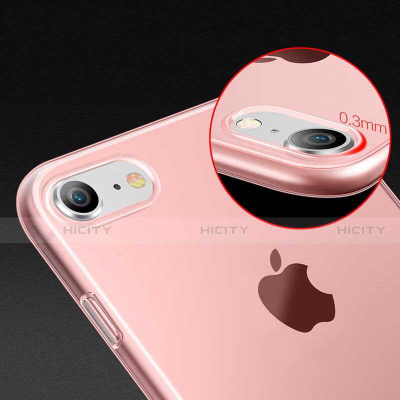 Apple iPhone SE (2020)用極薄ソフトケース シリコンケース 耐衝撃 全面保護 クリア透明 アップル ピンク