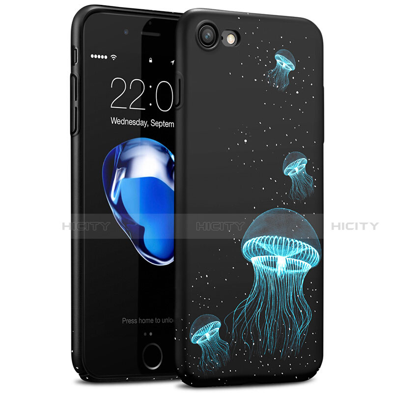 Apple iPhone SE (2020)用ハードケース プラスチック 蛍光 アップル ブラック