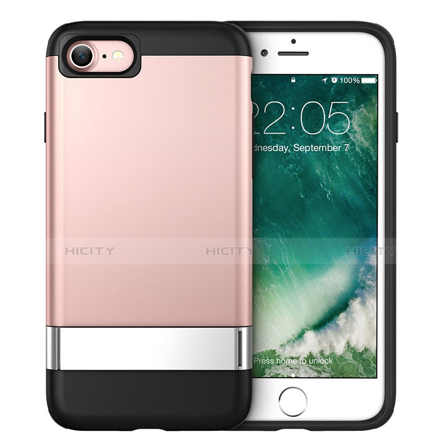 Apple iPhone SE (2020)用シリコンケース ソフトタッチラバー ともにホルダー アップル ピンク