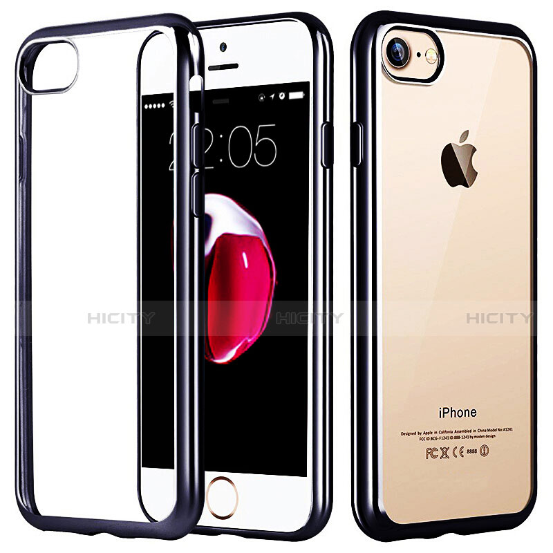 Apple iPhone SE (2020)用ハイブリットバンパーケース クリア透明 プラスチック カバー アップル ブラック