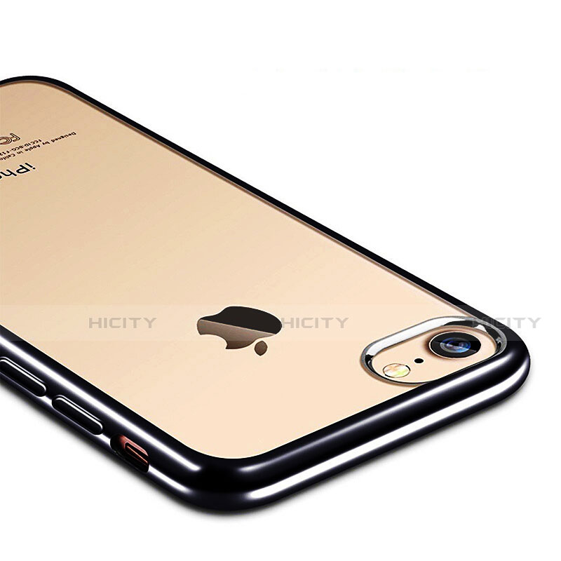 Apple iPhone SE (2020)用ハイブリットバンパーケース クリア透明 プラスチック カバー アップル ブラック
