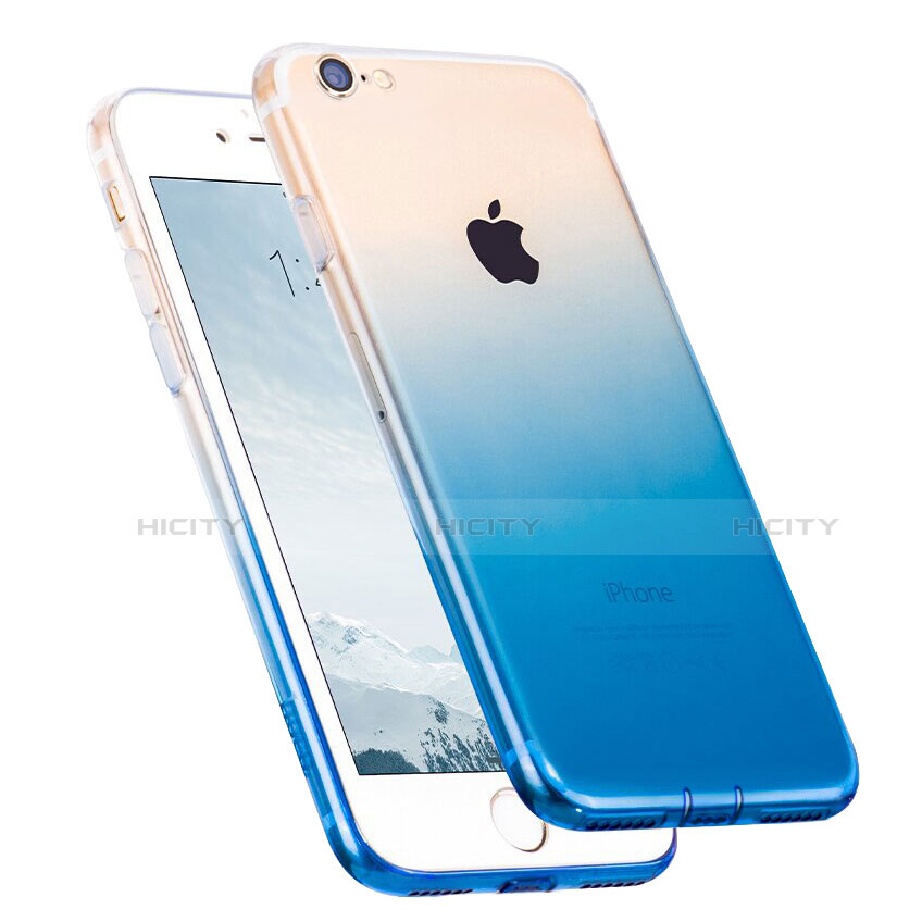 Apple iPhone SE (2020)用極薄ソフトケース グラデーション 勾配色 クリア透明 アップル ネイビー