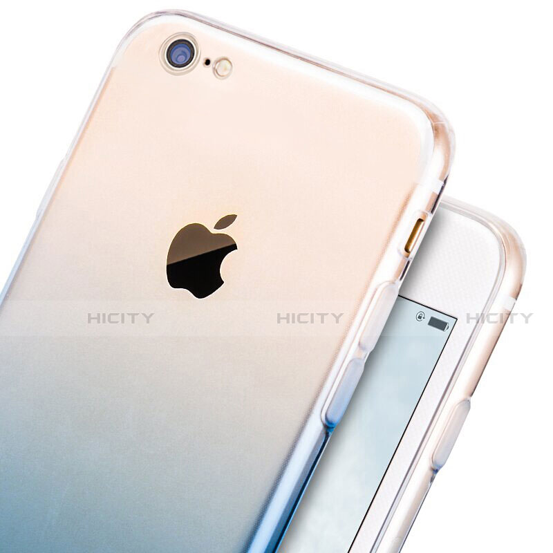 Apple iPhone SE (2020)用極薄ソフトケース グラデーション 勾配色 クリア透明 アンド指輪 アップル ネイビー