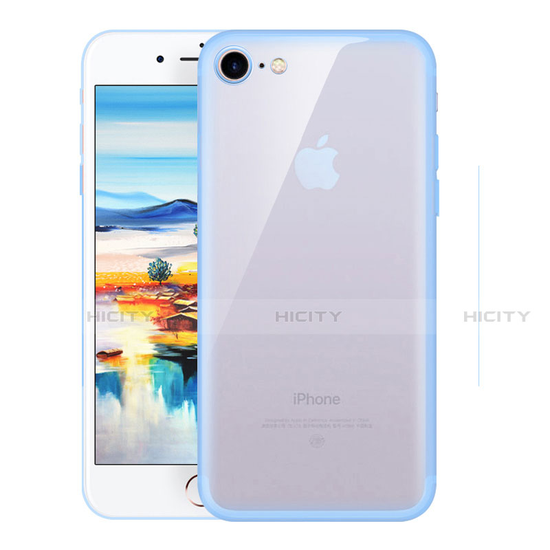 Apple iPhone SE (2020)用極薄ソフトケース シリコンケース 耐衝撃 全面保護 クリア透明 H01 アップル ブルー