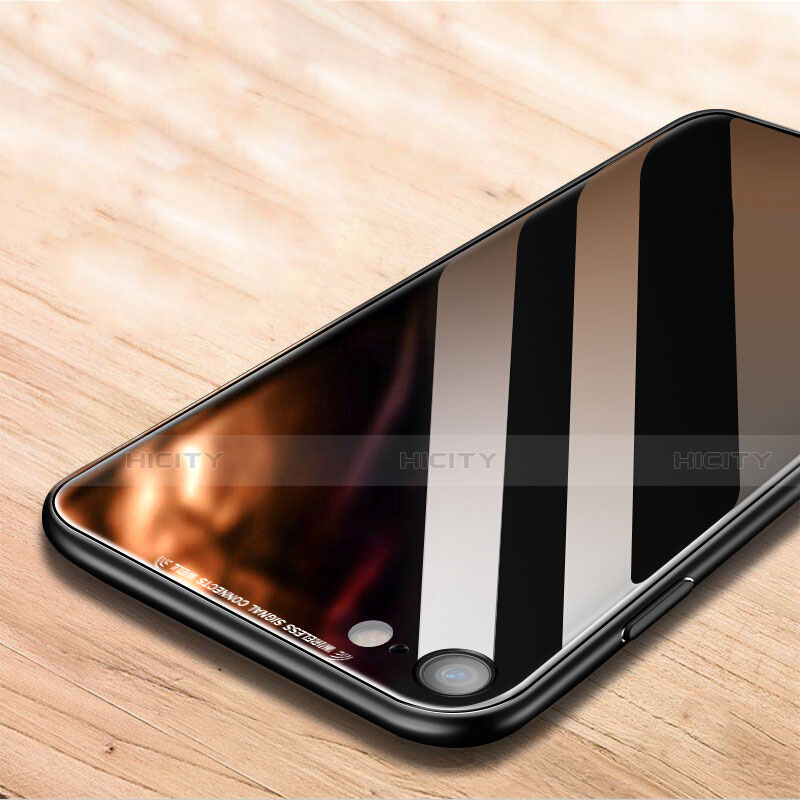 Apple iPhone SE (2020)用シリコンケース ソフトタッチラバー 鏡面 アップル ブラック