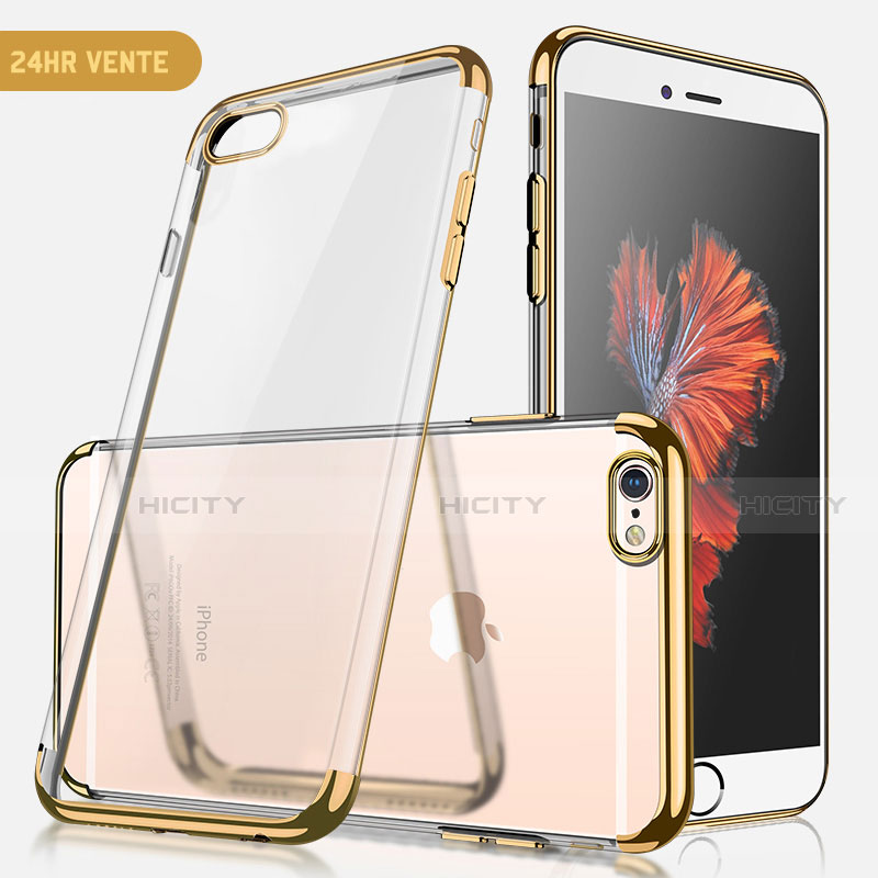 Apple iPhone SE (2020)用極薄ソフトケース シリコンケース 耐衝撃 全面保護 クリア透明 H04 アップル ゴールド