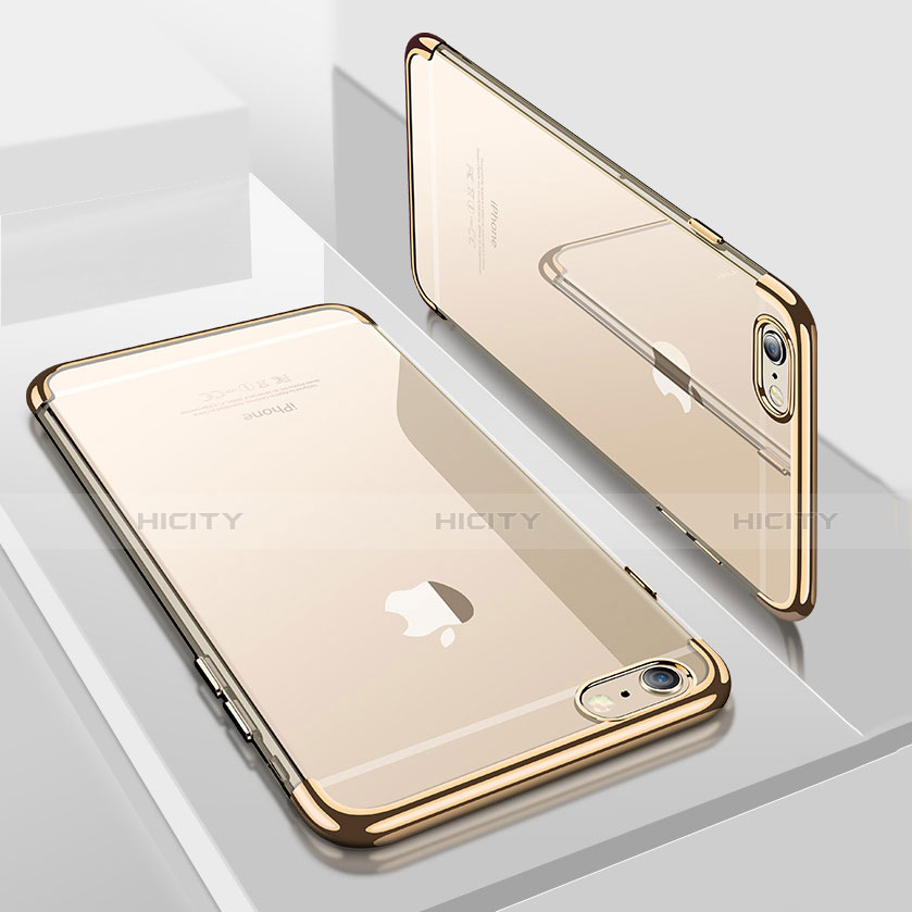 Apple iPhone SE (2020)用極薄ソフトケース シリコンケース 耐衝撃 全面保護 クリア透明 H04 アップル ゴールド