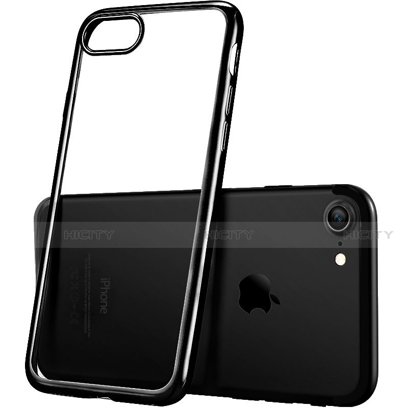 Apple iPhone SE (2020)用極薄ソフトケース シリコンケース 耐衝撃 全面保護 クリア透明 H07 アップル ブラック
