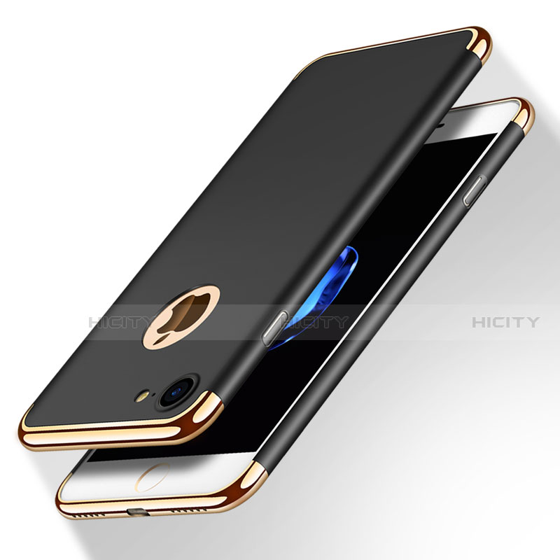 Apple iPhone SE (2020)用ケース 高級感 手触り良い メタル兼プラスチック バンパー M02 アップル ブラック