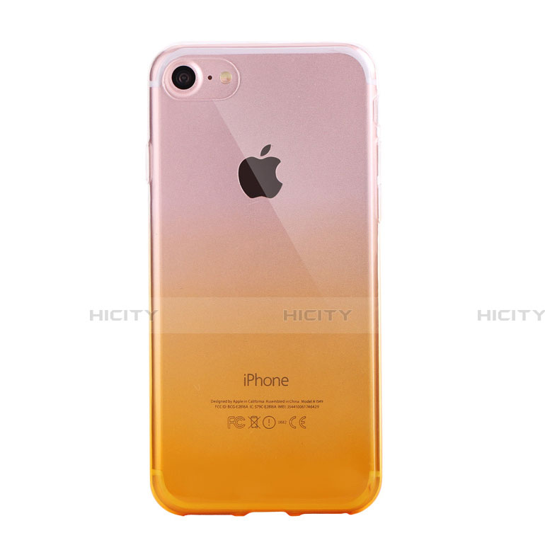 Apple iPhone SE (2020)用極薄ソフトケース グラデーション 勾配色 クリア透明 G01 アップル イエロー