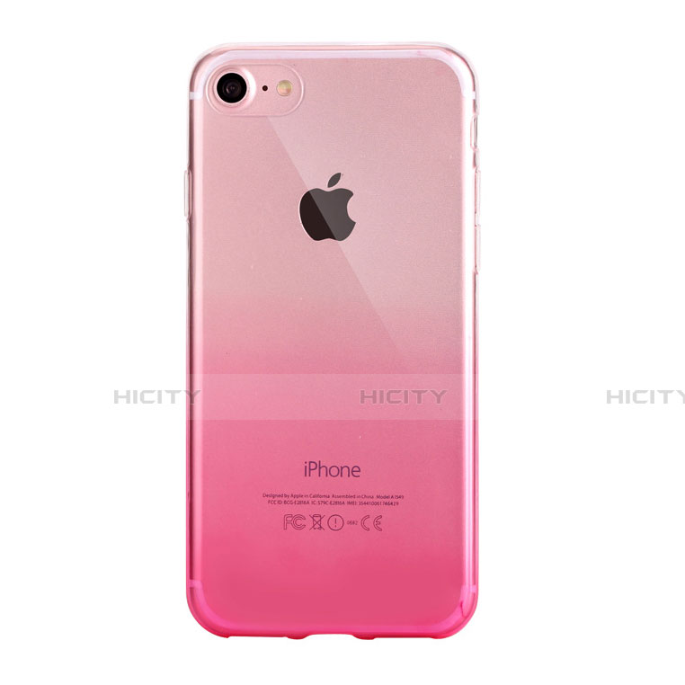 Apple iPhone SE (2020)用極薄ソフトケース グラデーション 勾配色 クリア透明 G01 アップル ピンク