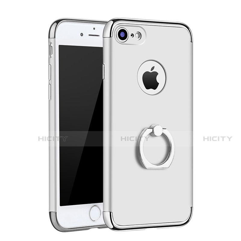 Apple iPhone SE (2020)用ケース 高級感 手触り良い メタル兼プラスチック バンパー アンド指輪 A02 アップル シルバー