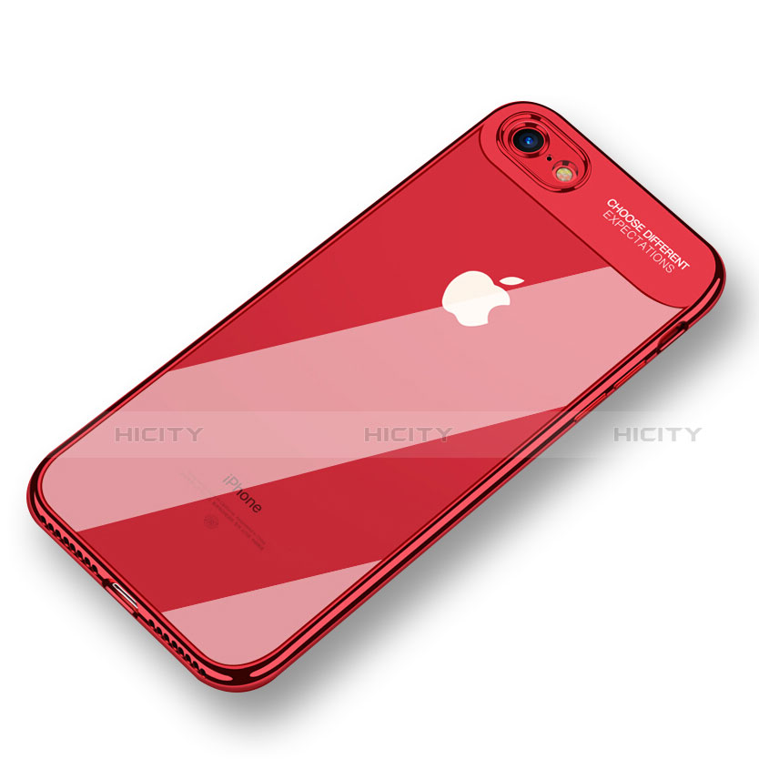 Apple iPhone SE (2020)用極薄ソフトケース シリコンケース 耐衝撃 全面保護 クリア透明 T18 アップル レッド