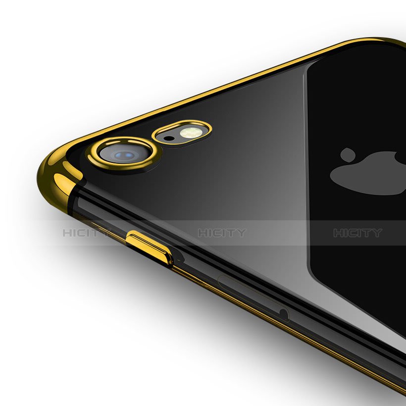 Apple iPhone SE (2020)用極薄ソフトケース シリコンケース 耐衝撃 全面保護 クリア透明 T19 アップル ゴールド