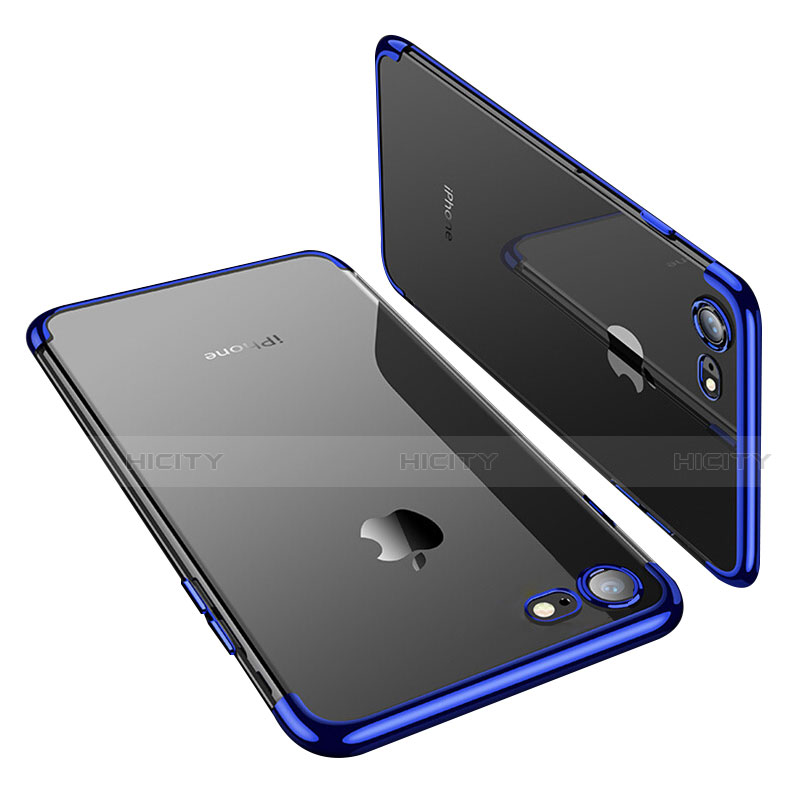 Apple iPhone SE (2020)用極薄ソフトケース シリコンケース 耐衝撃 全面保護 クリア透明 T19 アップル ネイビー