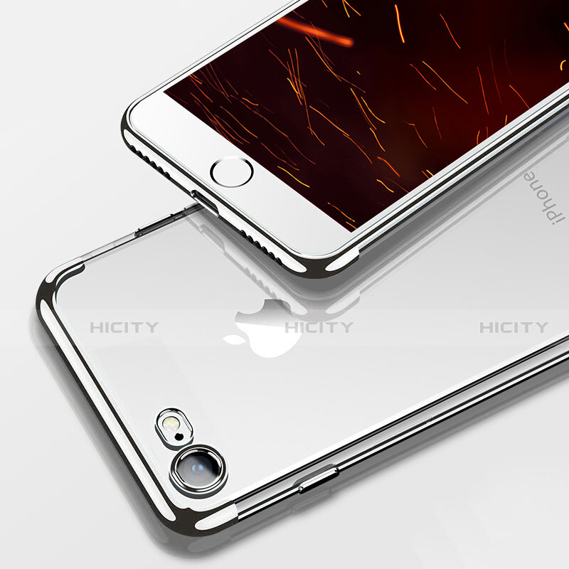 Apple iPhone SE (2020)用極薄ソフトケース シリコンケース 耐衝撃 全面保護 クリア透明 T19 アップル シルバー