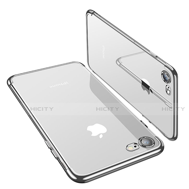 Apple iPhone SE (2020)用極薄ソフトケース シリコンケース 耐衝撃 全面保護 クリア透明 T19 アップル シルバー