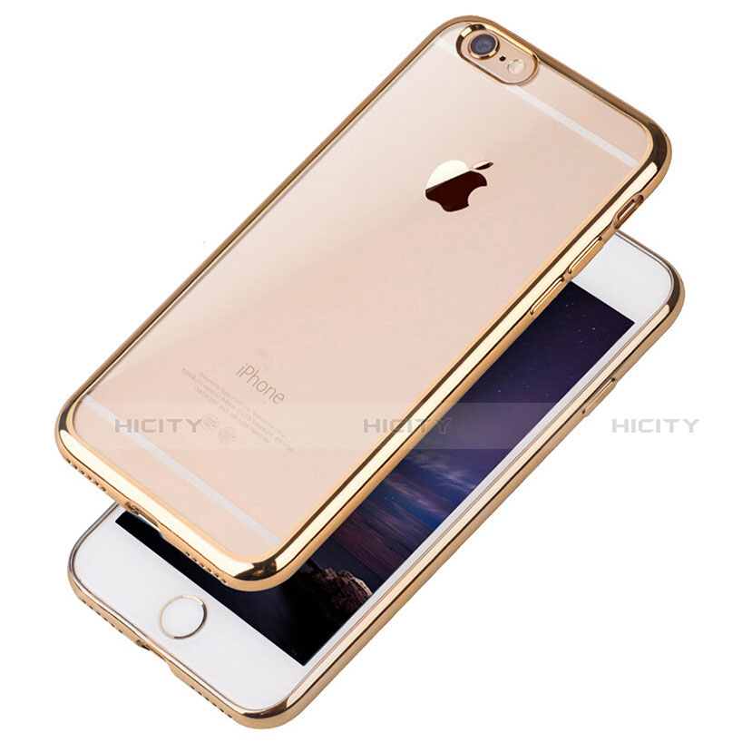 Apple iPhone SE (2020)用極薄ソフトケース シリコンケース 耐衝撃 全面保護 クリア透明 T21 アップル ゴールド