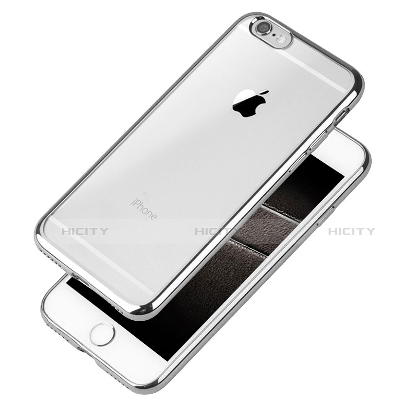 Apple iPhone SE (2020)用極薄ソフトケース シリコンケース 耐衝撃 全面保護 クリア透明 T21 アップル シルバー