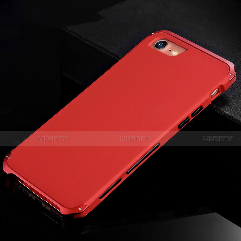 Apple iPhone SE (2020)用ケース 高級感 手触り良い アルミメタル 製の金属製 カバー アップル レッド