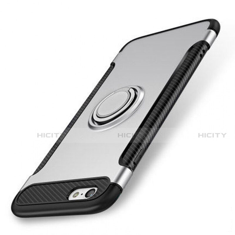 Apple iPhone SE (2020)用ハイブリットバンパーケース プラスチック アンド指輪 兼シリコーン カバー S01 アップル シルバー