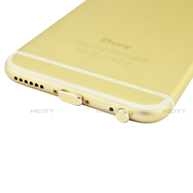 Apple iPhone SE (2020)用アンチ ダスト プラグ キャップ ストッパー Lightning USB J01 アップル ゴールド