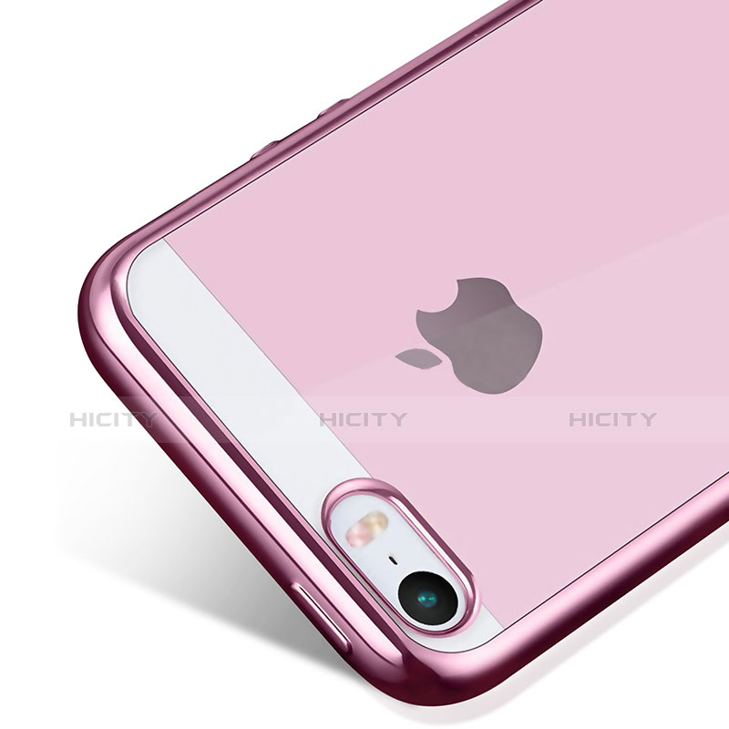 Apple iPhone SE用極薄ソフトケース シリコンケース 耐衝撃 全面保護 クリア透明 H01 アップル ピンク