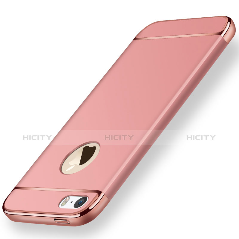 Apple iPhone SE用ケース 高級感 手触り良い メタル兼プラスチック バンパー アップル ローズゴールド