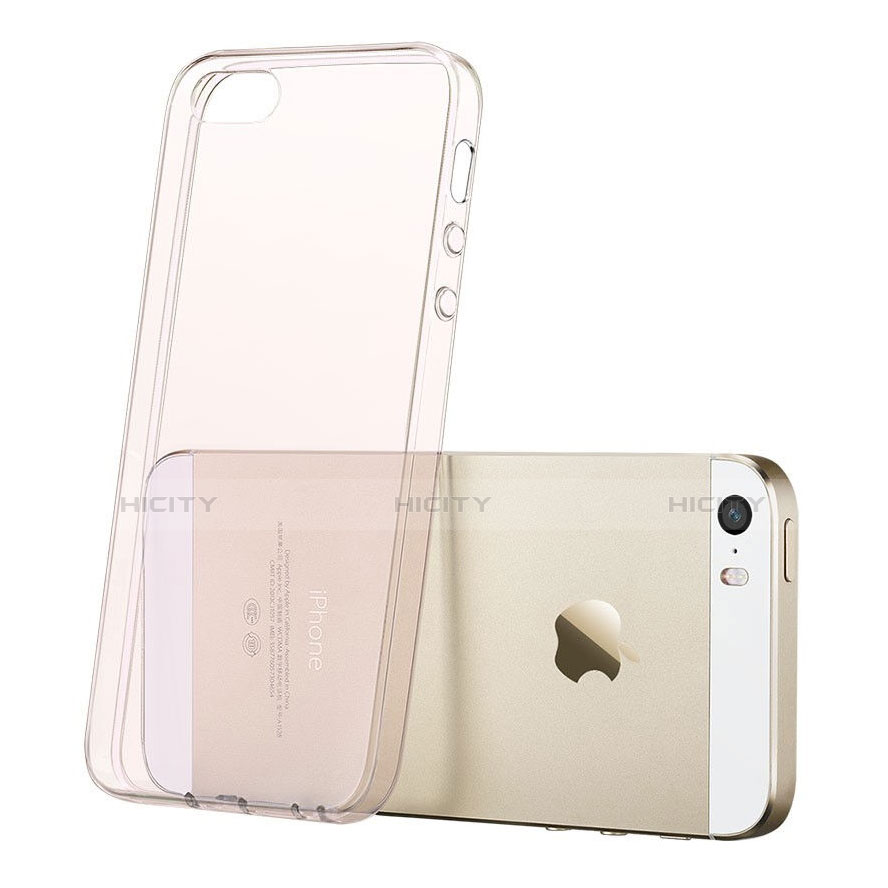 Apple iPhone SE用極薄ソフトケース シリコンケース 耐衝撃 全面保護 クリア透明 アップル ピンク