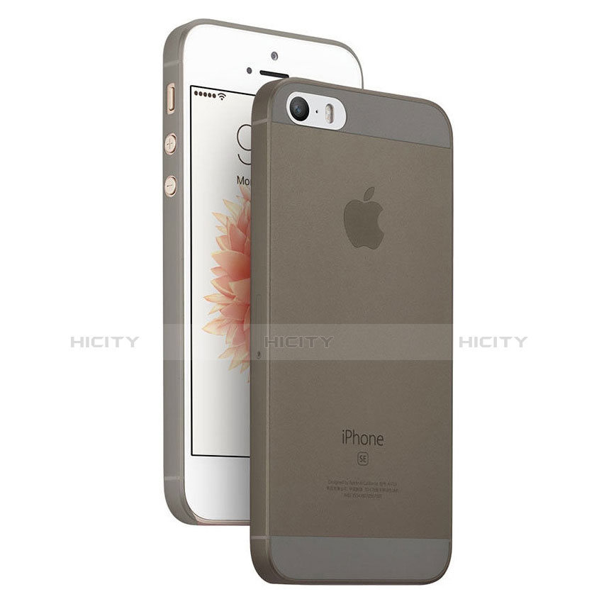 Apple iPhone SE用極薄ケース クリア透明 プラスチック アップル グレー