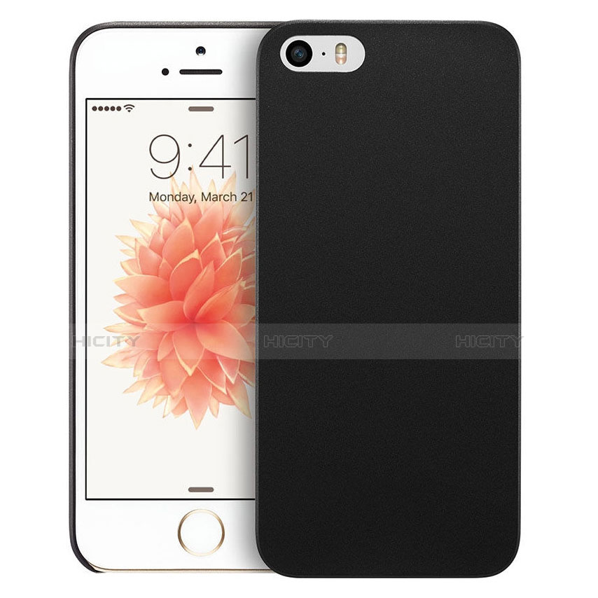 Apple iPhone SE用極薄ケース クリア透明 プラスチック アップル ブラック