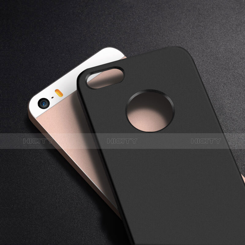 Apple iPhone SE用ハードケース プラスチック 質感もマット ロゴを表示します アップル ブラック