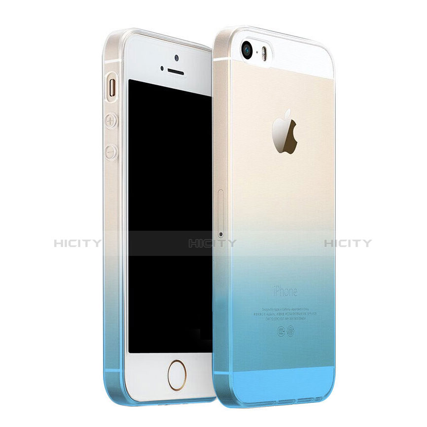 Apple iPhone SE用極薄ソフトケース グラデーション 勾配色 クリア透明 アップル ネイビー