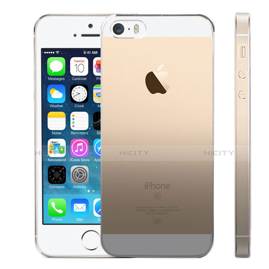 Apple iPhone SE用極薄ソフトケース グラデーション 勾配色 クリア透明 アップル グレー