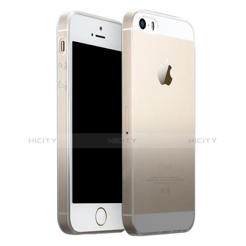 Apple iPhone SE用極薄ソフトケース グラデーション 勾配色 クリア透明 アップル グレー