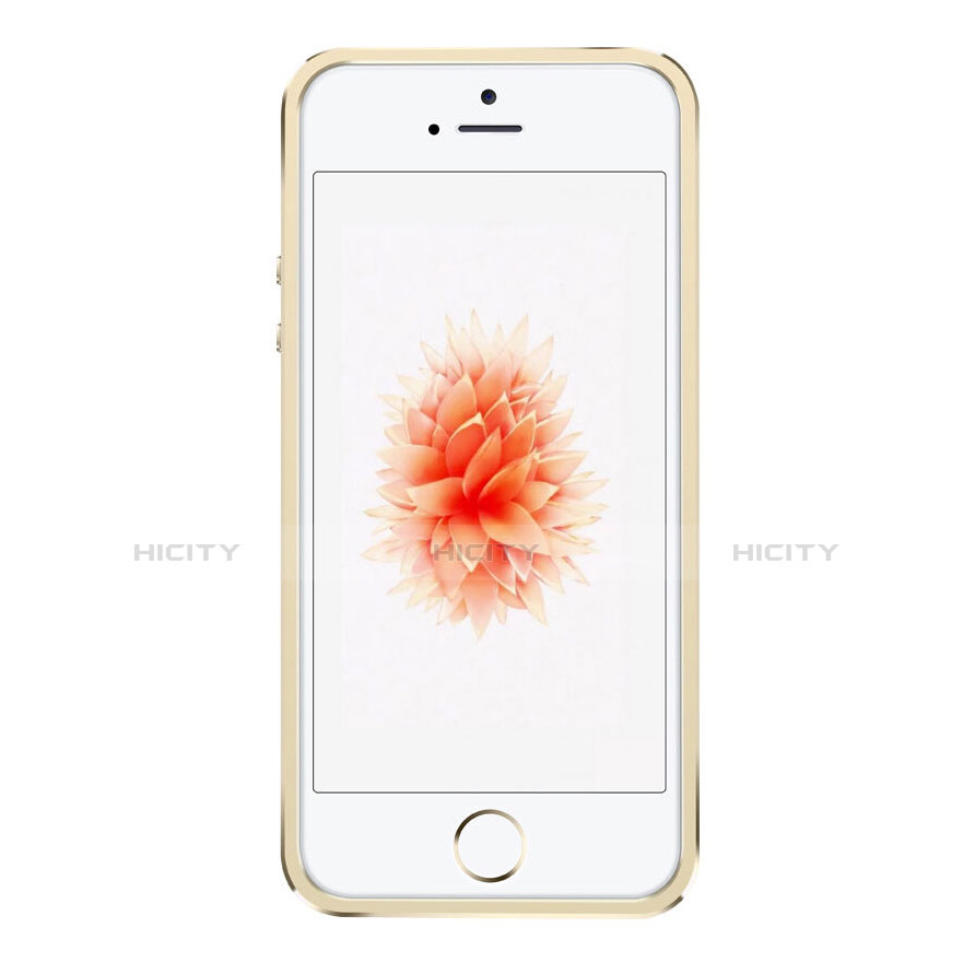Apple iPhone SE用ケース 高級感 手触り良い アルミメタル 製の金属製 バンパー アップル ゴールド