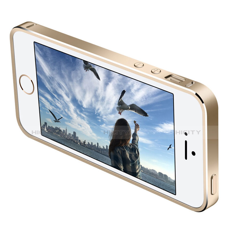 Apple iPhone SE用ケース 高級感 手触り良い アルミメタル 製の金属製 バンパー アップル ゴールド