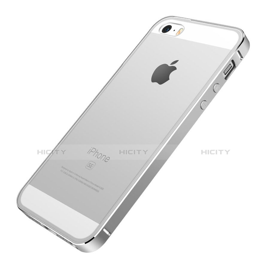 Apple iPhone SE用ケース 高級感 手触り良い アルミメタル 製の金属製 バンパー アップル シルバー
