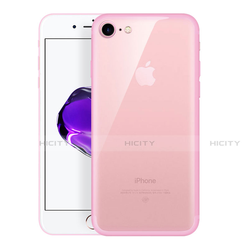 Apple iPhone SE3 (2022)用極薄ソフトケース シリコンケース 耐衝撃 全面保護 クリア透明 H01 アップル ピンク