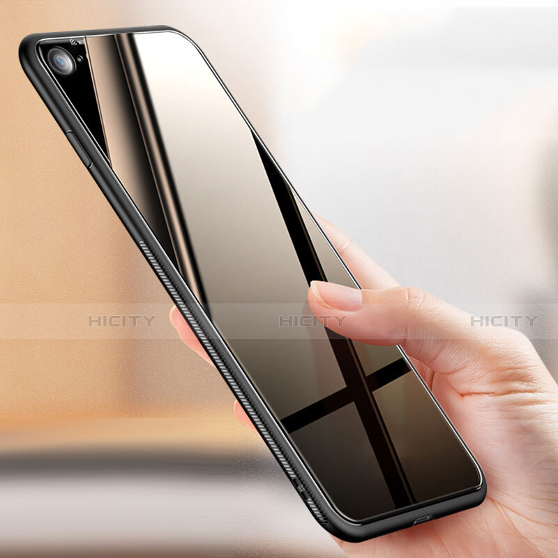 Apple iPhone SE3 (2022)用シリコンケース ソフトタッチラバー 鏡面 アップル ブラック
