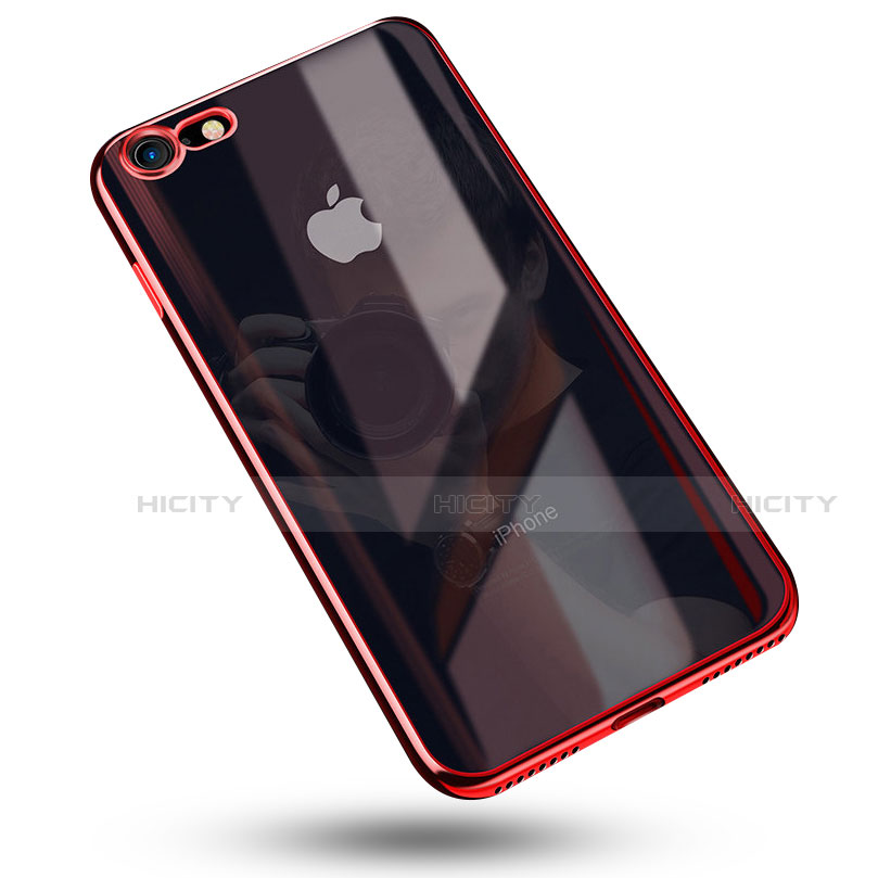 Apple iPhone SE3 (2022)用極薄ソフトケース シリコンケース 耐衝撃 全面保護 クリア透明 C02 アップル レッド
