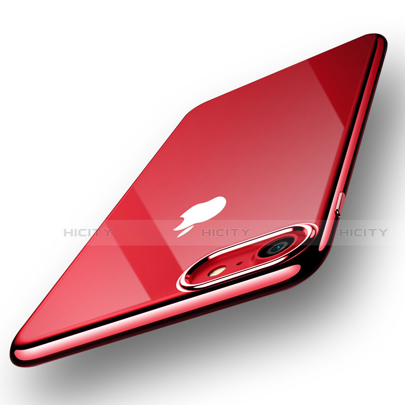 Apple iPhone SE3 (2022)用極薄ソフトケース シリコンケース 耐衝撃 全面保護 クリア透明 T18 アップル レッド