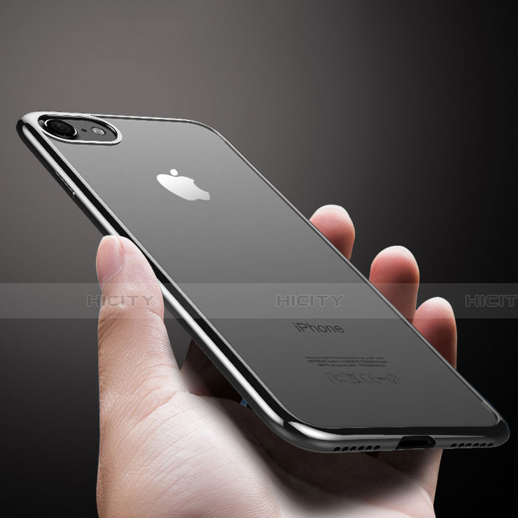Apple iPhone SE3 (2022)用極薄ソフトケース シリコンケース 耐衝撃 全面保護 クリア透明 T18 アップル ブラック