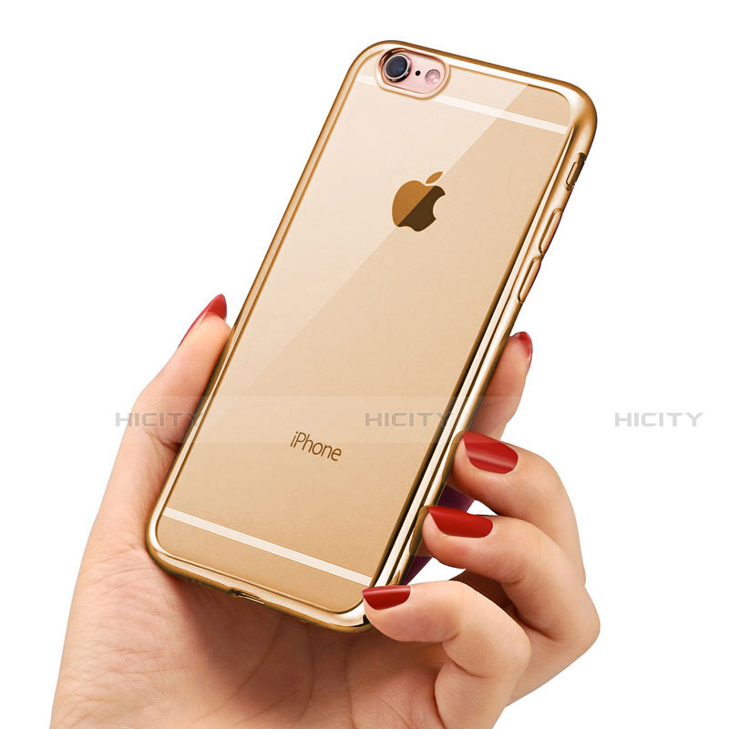 Apple iPhone SE3 (2022)用極薄ソフトケース シリコンケース 耐衝撃 全面保護 クリア透明 T21 アップル ゴールド