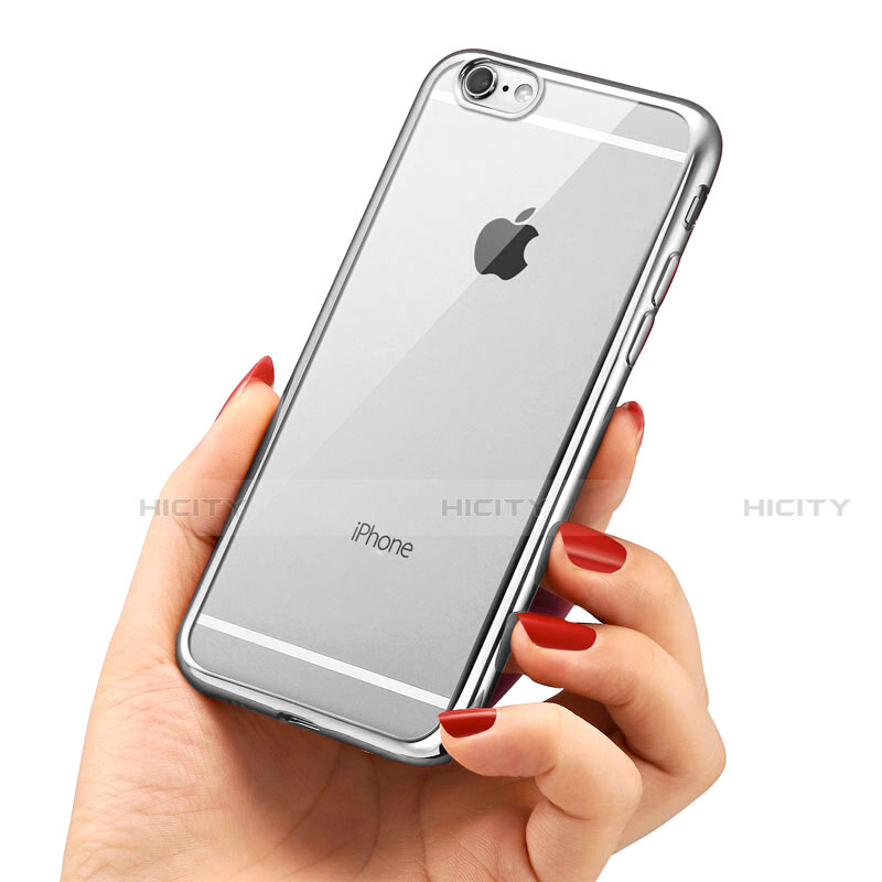 Apple iPhone SE3 (2022)用極薄ソフトケース シリコンケース 耐衝撃 全面保護 クリア透明 T21 アップル シルバー