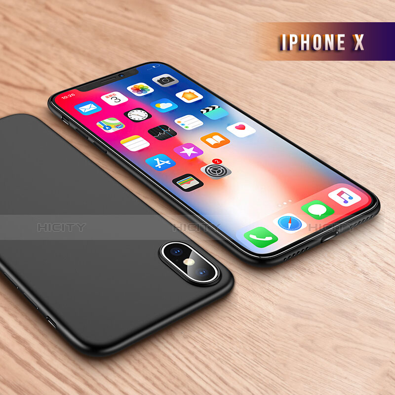 Apple iPhone X用極薄ソフトケース シリコンケース 耐衝撃 全面保護 Q01 アップル ブラック