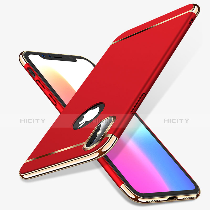 Apple iPhone X用ケース 高級感 手触り良い メタル兼プラスチック バンパー アップル レッド