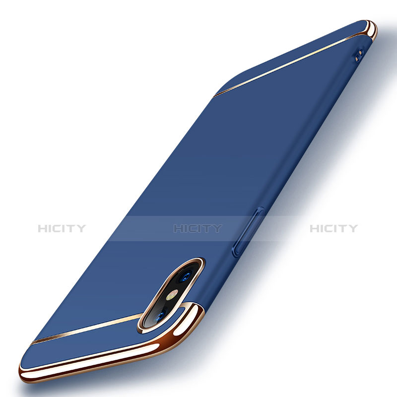 Apple iPhone X用ケース 高級感 手触り良い メタル兼プラスチック バンパー M01 アップル ネイビー