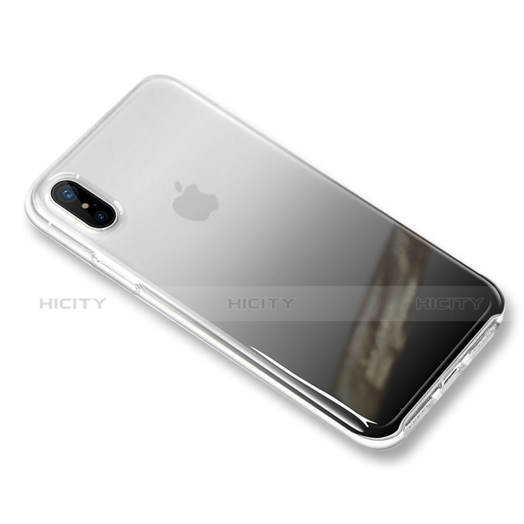 Apple iPhone X用極薄ソフトケース グラデーション 勾配色 クリア透明 アップル ブラック